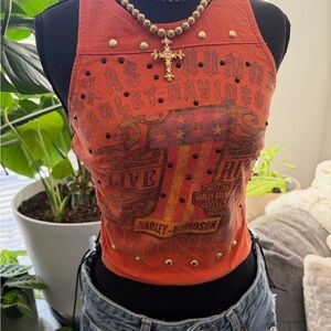 Harley-Davidson Orange Studded Crop Top